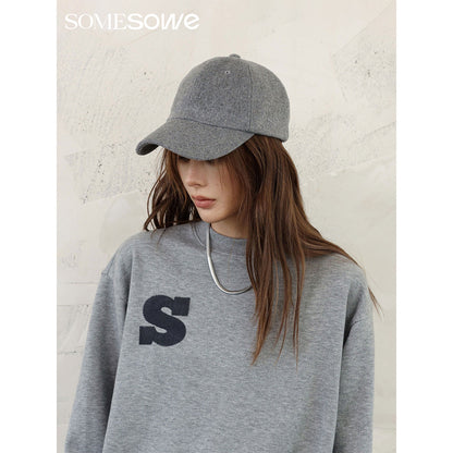 SomeSowe Logo Embroidery Woolen Cap Grey