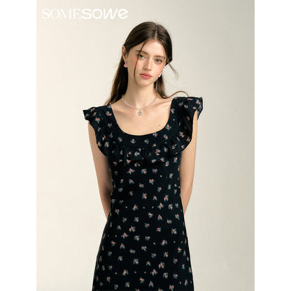 SomeSowe Lace Up Floral Long Dress