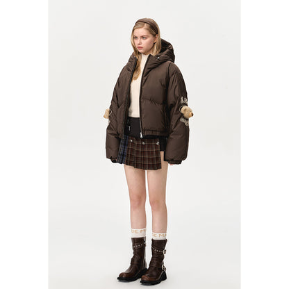 13De Marzo Plush Elbow Bear Down Jacket Brown