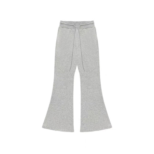 AsGony Retro High Waist Flare Pants Gray