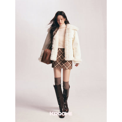 Kroche Leather-Fur Integrated Thicken Patchwork Jacket