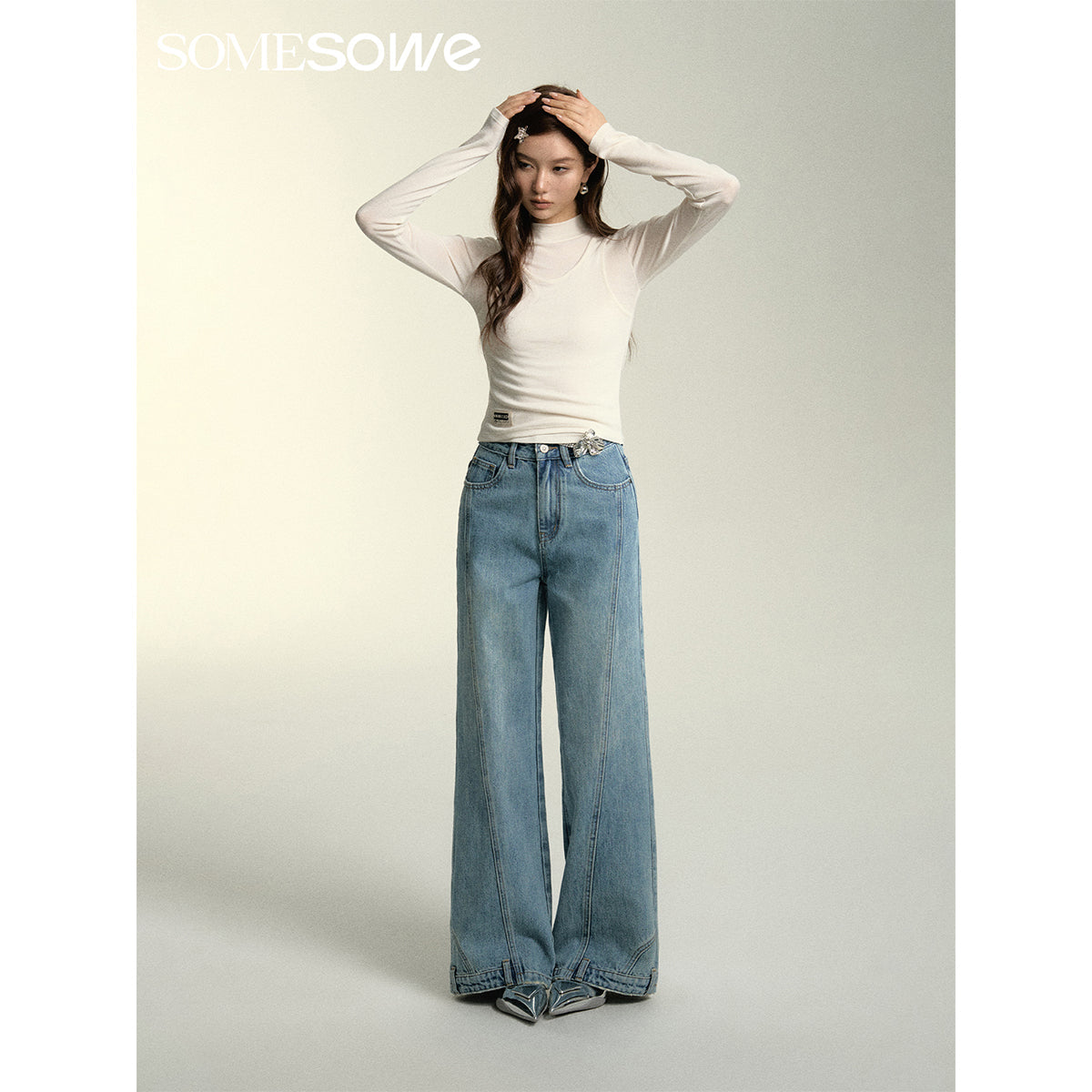 SomeSowe Deconstructed Waistline Oversized Jeans