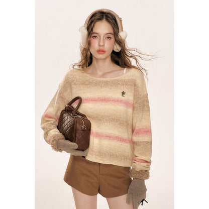 Kroche Gradient Off-Shoulder Woolen Sweater