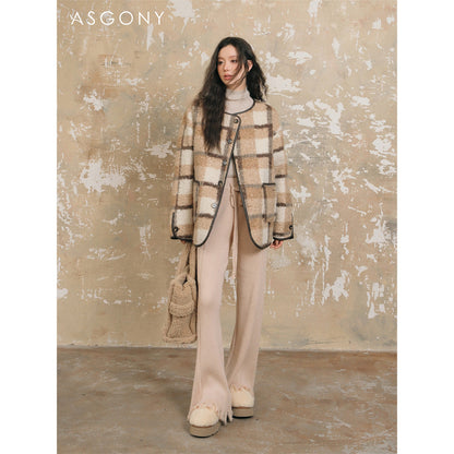 AsGony Cozy Destroy Edge Knit Oversized Pants