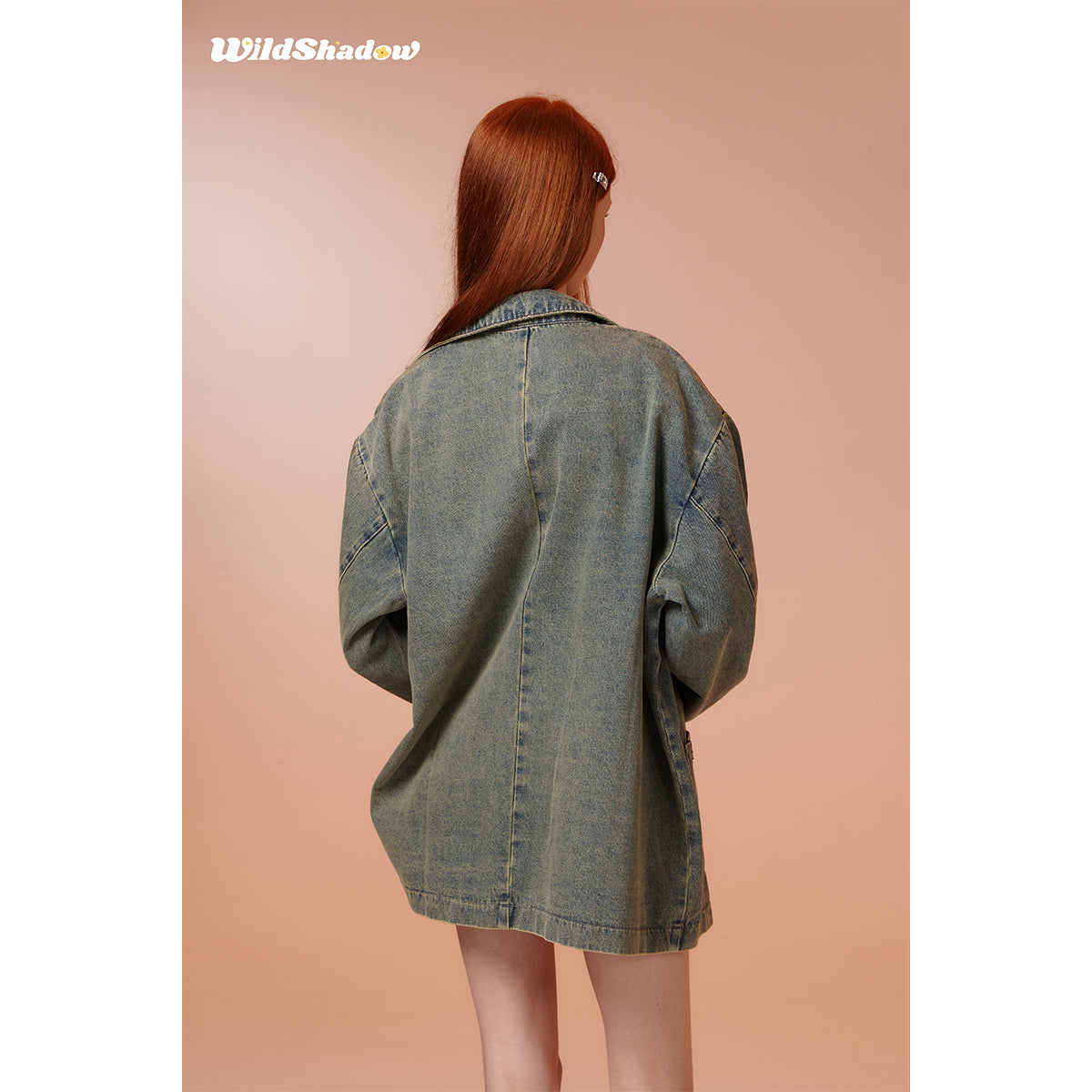 Wildshodow Metal Bow-Knot Washed Denim Jacket