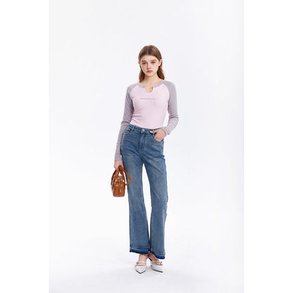 Three Quarters Destroy Edge Flare Jeans