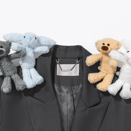 13De Marzo Plush Bear Friends Suit Jacket Gray