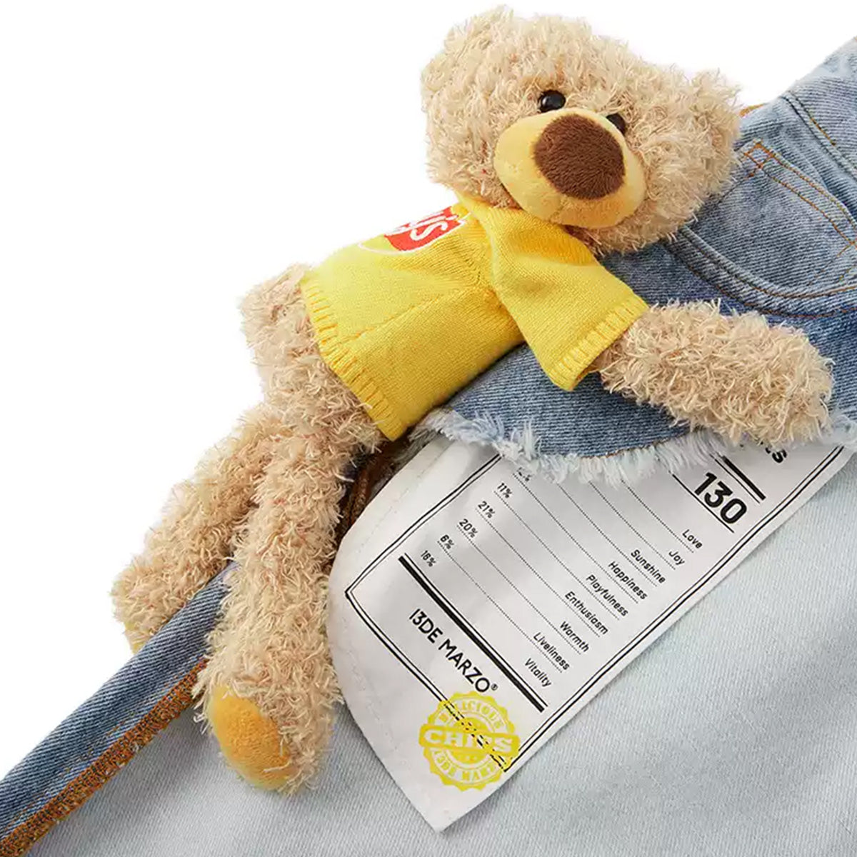 13De Marzo X Lay's Plush Bear Crisps Destroy Jeans Blue