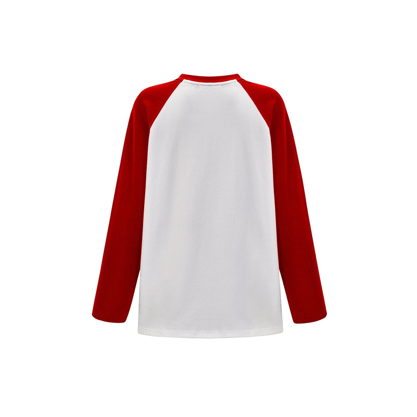 Three Quarters Color Blocked Rhinestone Logo L/S Tee Red