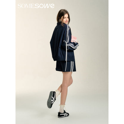 SomeSowe Contrast Color Lace Edge Sports Jacket