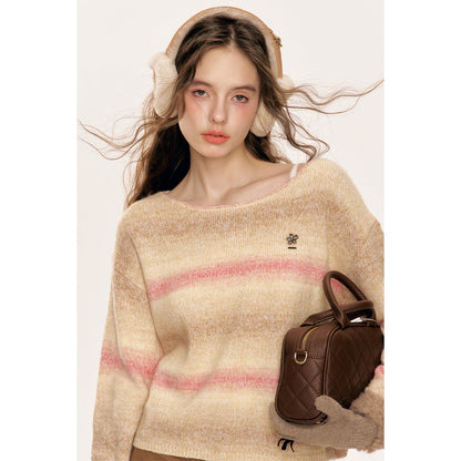 Kroche Gradient Off-Shoulder Woolen Sweater