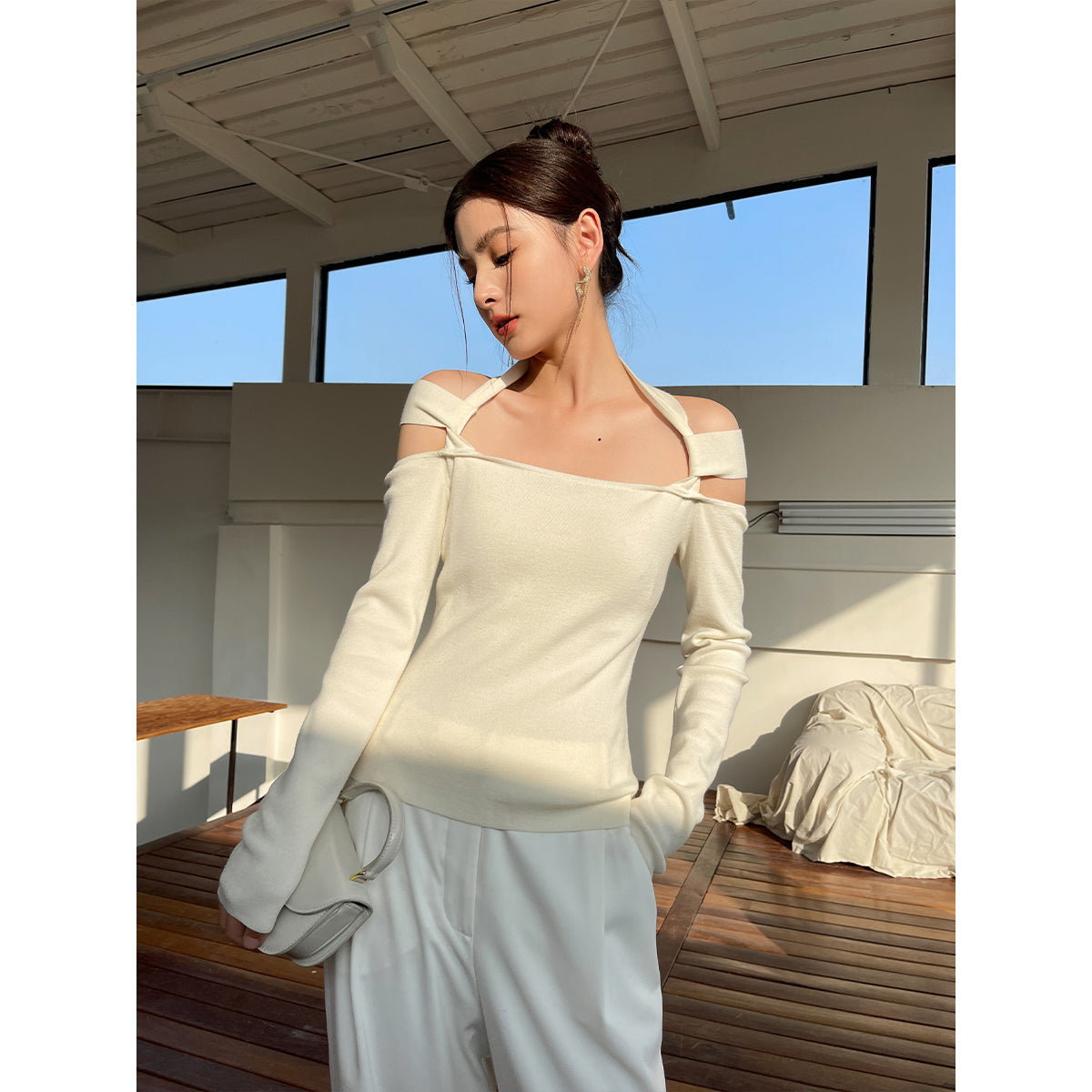 Rumia Raglan Knit Sweater Ivory