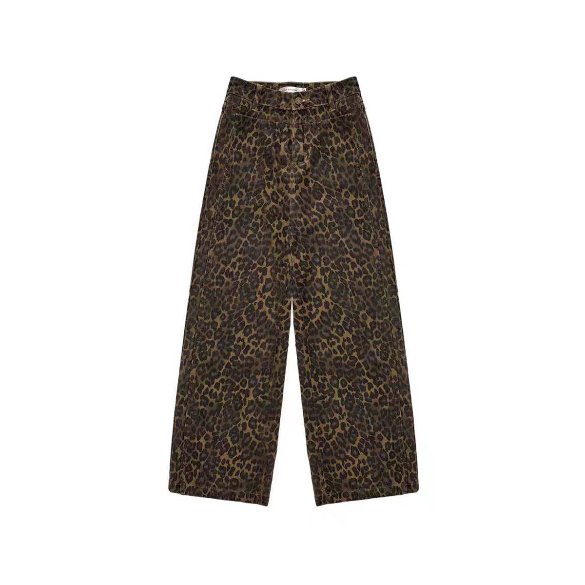 AsGony Retro Leopard High Waist Wide-Leg Pants