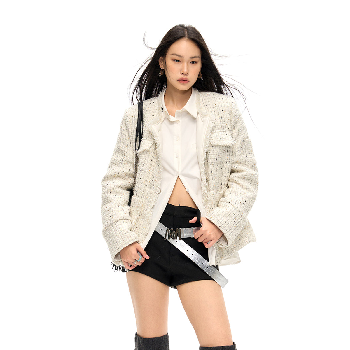 NotAwear Tassel Woolen Tweed Jacket White