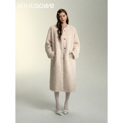 SomeSowe Oversized Chamois Leather Fur Coat White