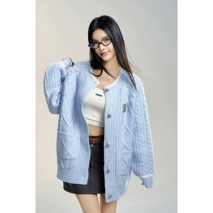 MacyMccoy Twist Silhouette Knit Cardigan Blue