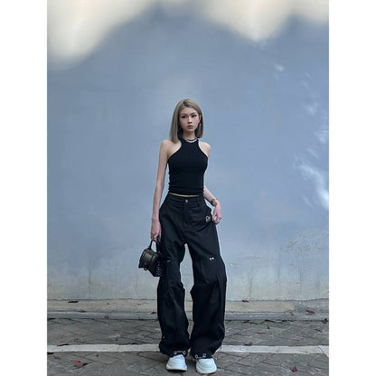 Weird Market Drawstring Cargo Pants Black