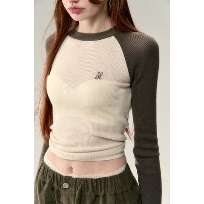 Via Pitti Embroidery Logo Knit Top Beige