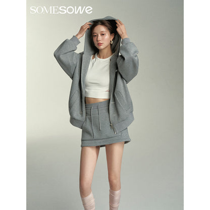 SomeSowe Kangaroo Pocket Short Skirt Grey