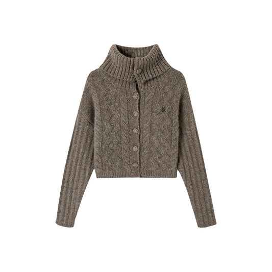 Via Pitti Twisted Woolen Knit Sweater Brown