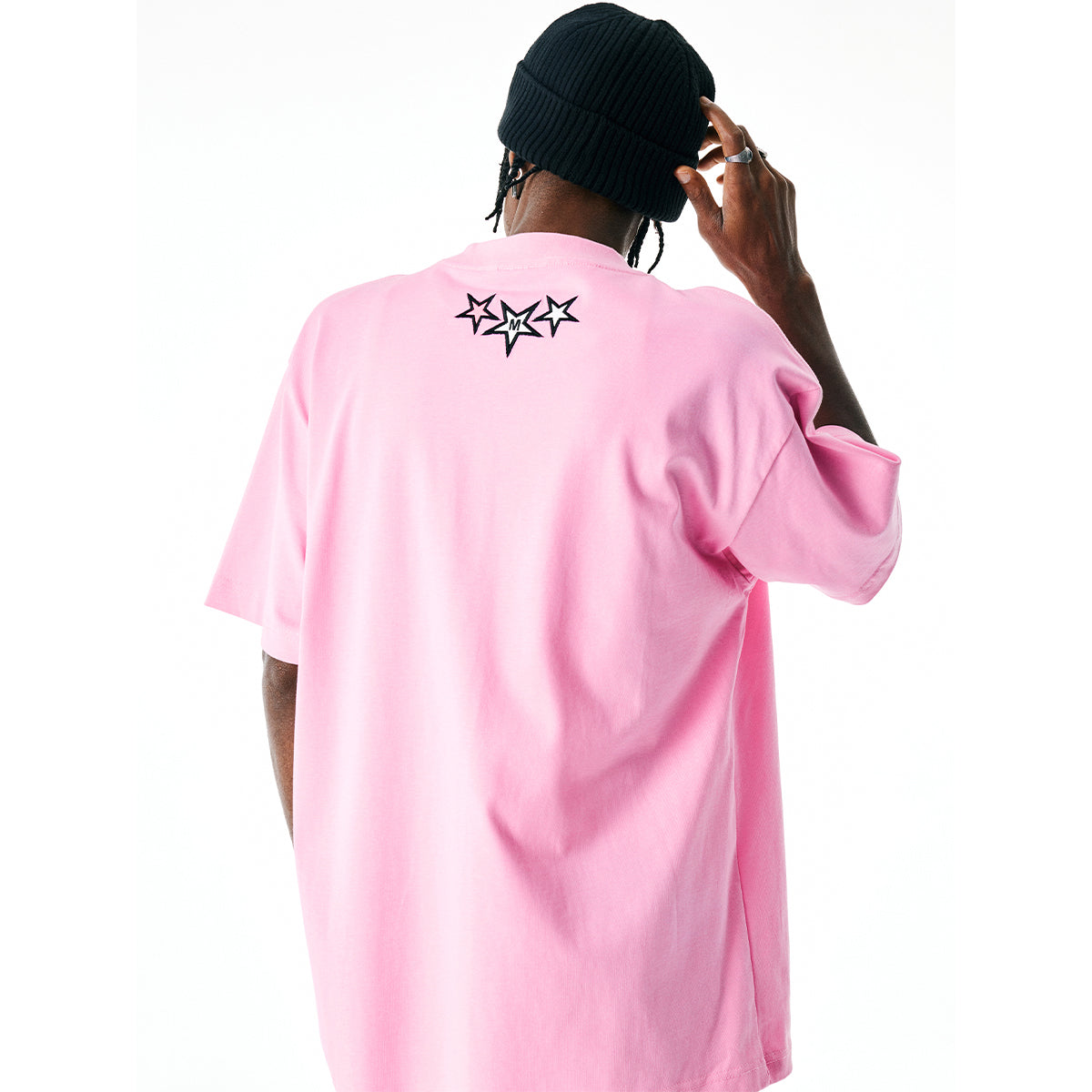 MEDM Leather Patch Logo T-Shirt Pink