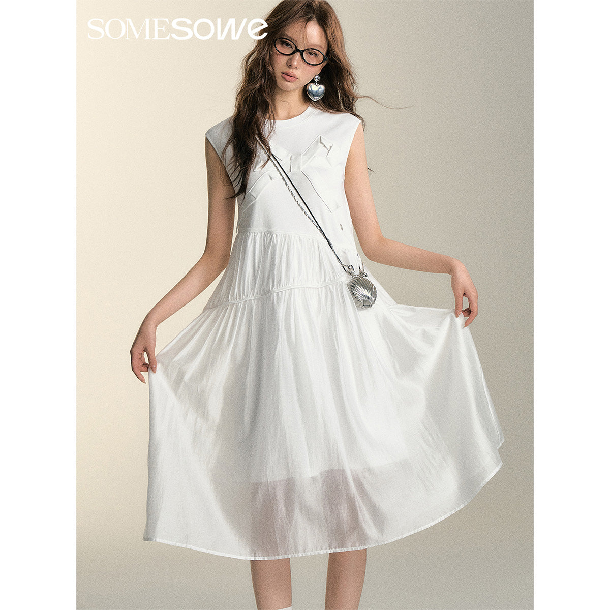 SomeSowe Origami Bow Tiny Flying Sleeves Dress