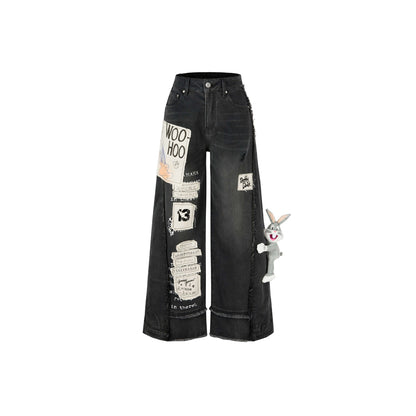 13De Marzo Bugs Bunny Daffy Duck Jeans Black