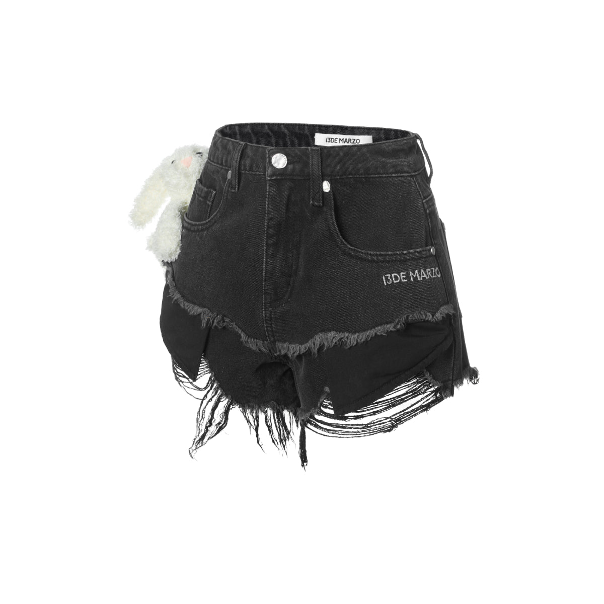 13De Marzo Graffiti Double Layered Denim Shorts Black