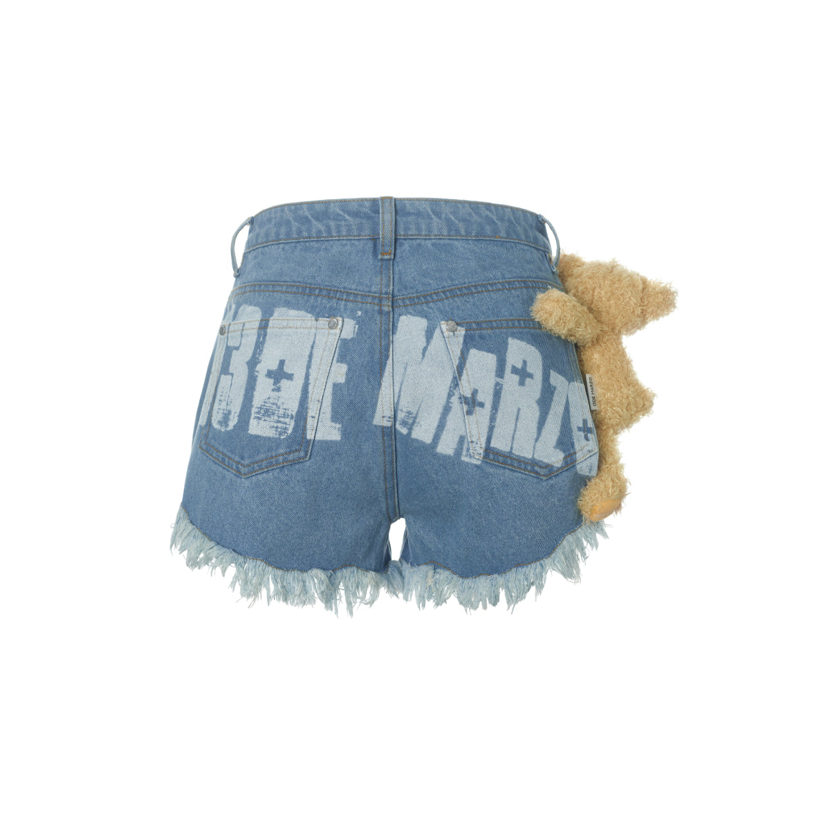 13De Marzo Graffiti Double Layered Denim Shorts Blue