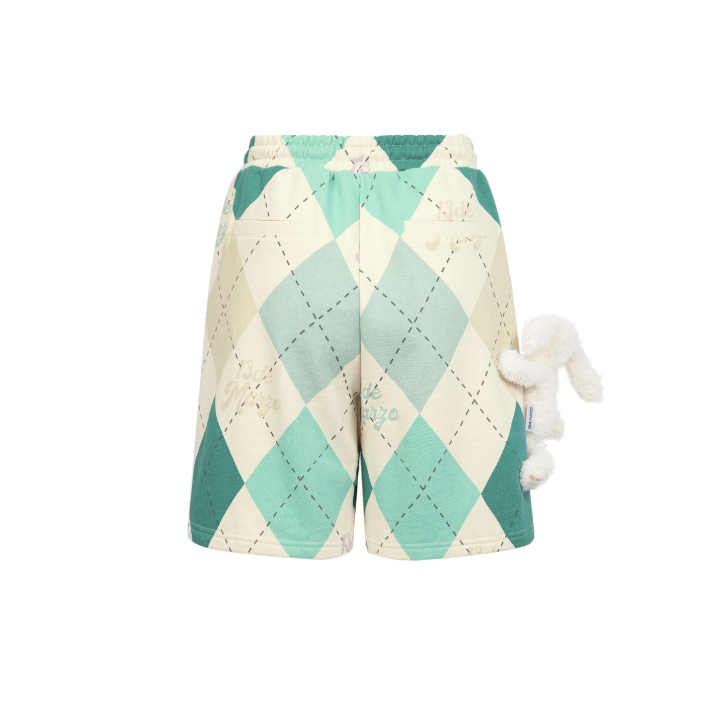 13De Marzo Plush Bunny Vintage Diamond Pattern Shorts