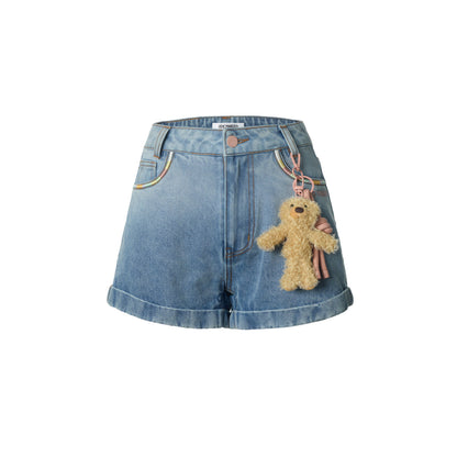 13De Marzo Bear Classic Denim Shorts Blue