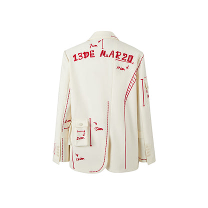 13De Marzo Sketch Line Suit Jacket White