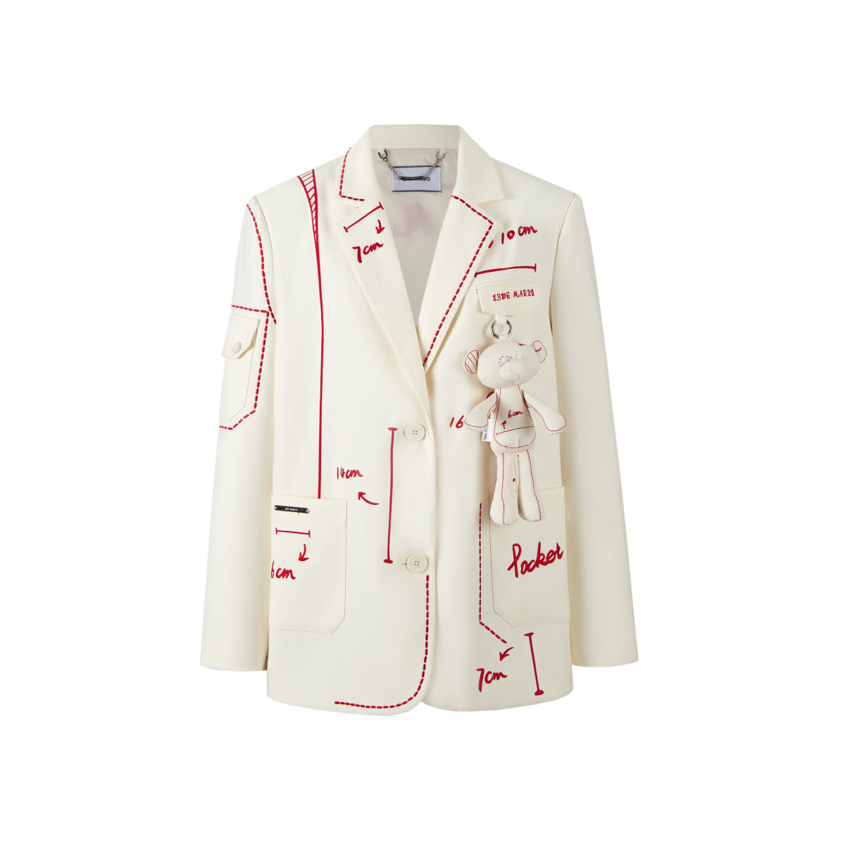 13De Marzo Sketch Line Suit Jacket White