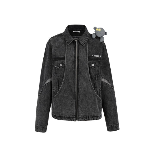 13De Marzo Future Bear Reflective Line Denim Jacket