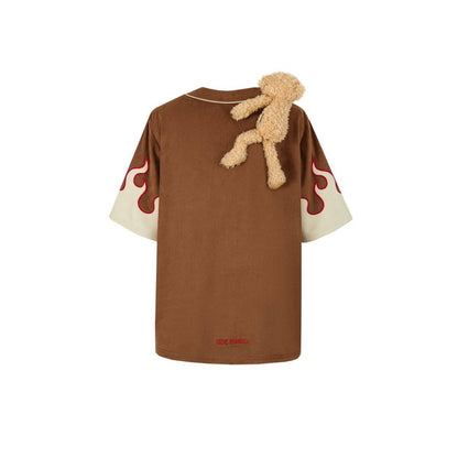 13De Marzo Flame Baseball Shirt Brown