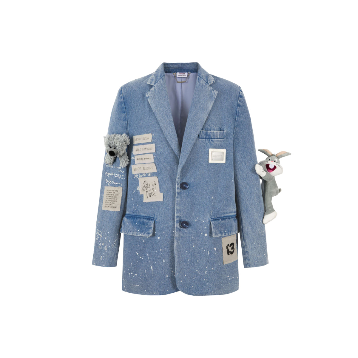 13De Marzo X Looney Tunes Bugs Bunny Painting Denim Suit Blue