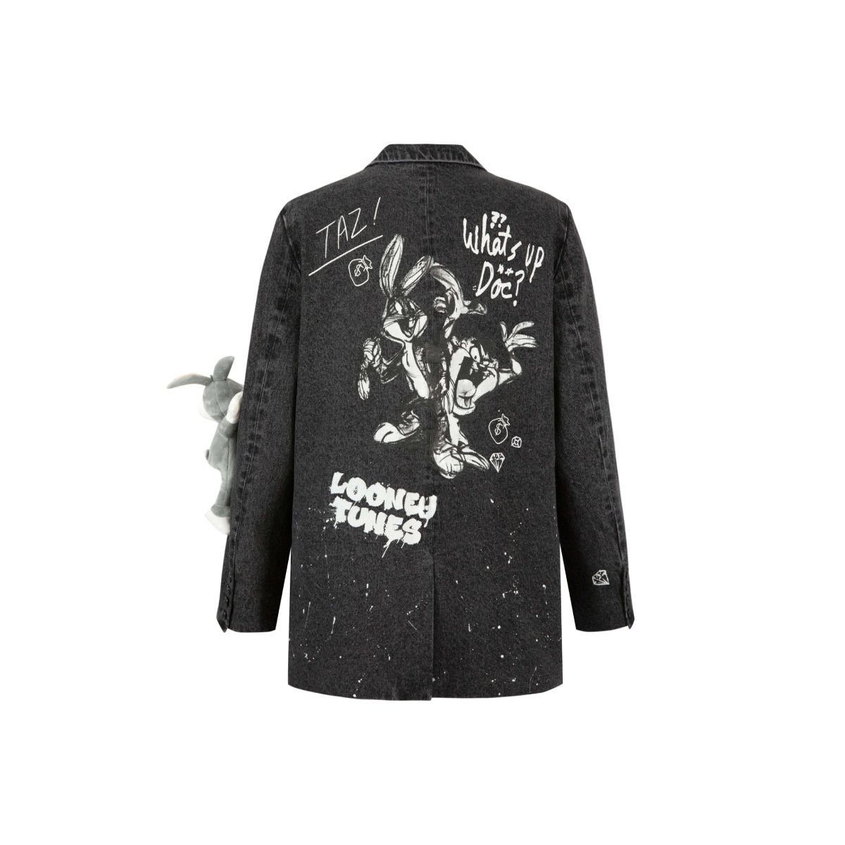 13De Marzo X Looney Tunes Bugs Bunny Painting Denim Suit Black