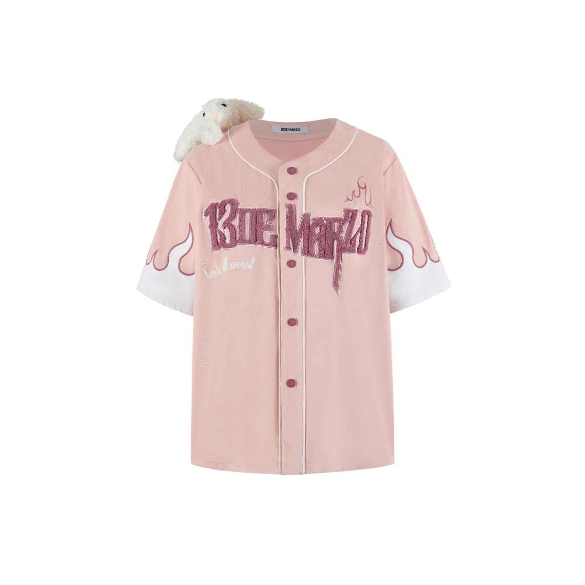 13De Marzo Flame Baseball Shirt Pink