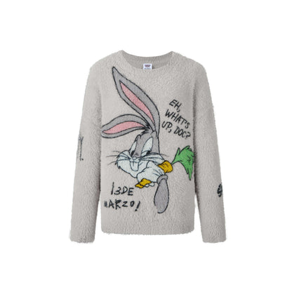 13De Marzo X Looney Tunes Bugs Bunny Fur Sweater Grey