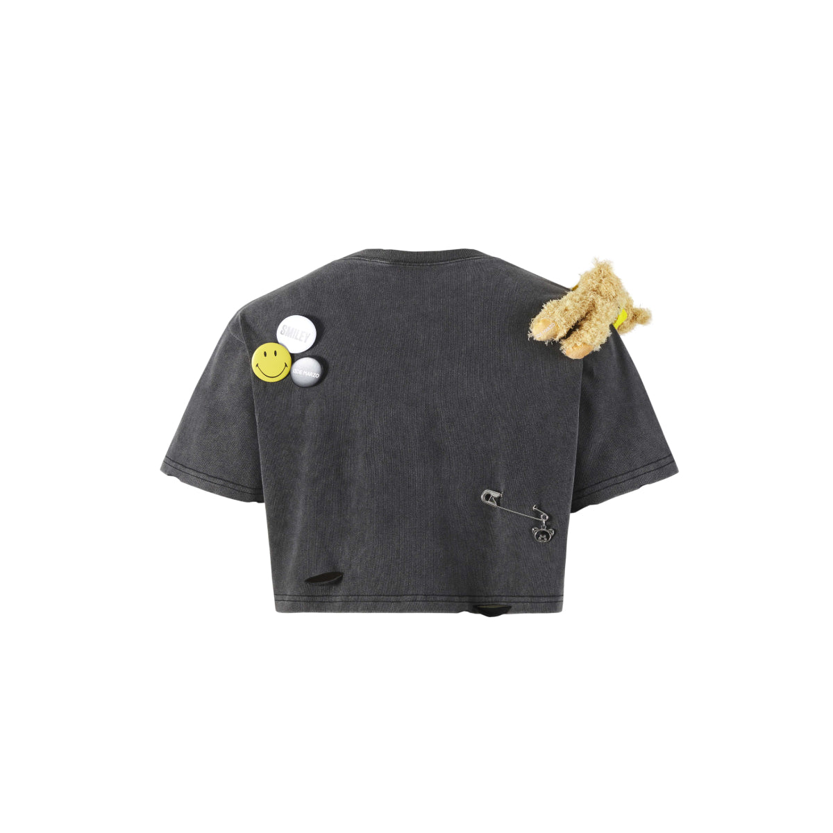 13De Marzo X Smiley Broken Pin Badge Bear Short Tee Black