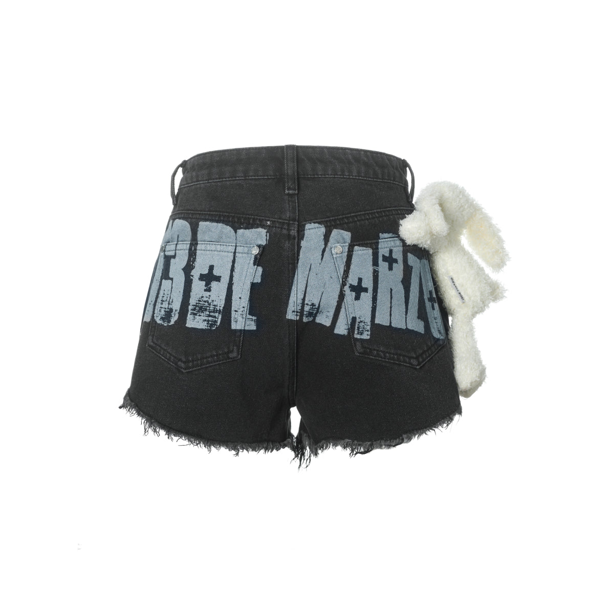 13De Marzo Graffiti Double Layered Denim Shorts Black