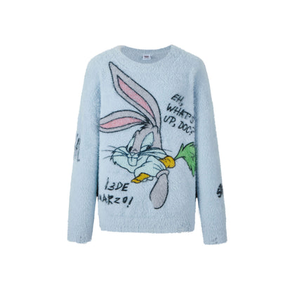 13De Marzo X Looney Tunes Bugs Bunny Fur Sweater Blue