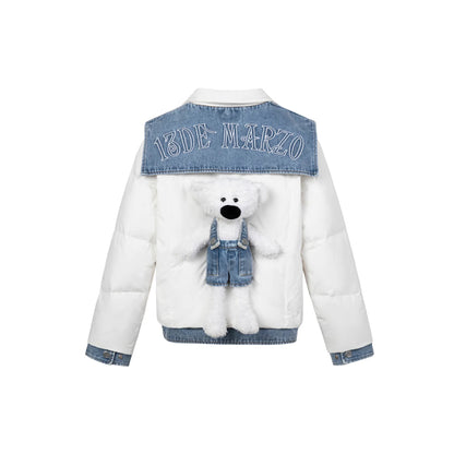 13De Marzo Denim Shoulder Down Jacket White