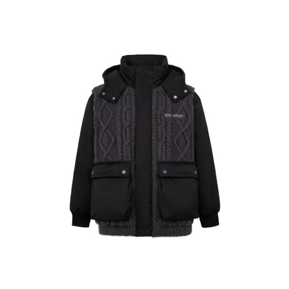 13De Marzo Bear Weave Knit Patch Down Jacket Black