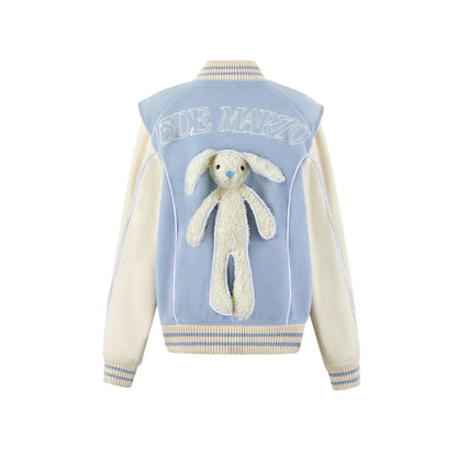 13De Marzo Plush Luminous Rabbit Baseball Jacket Blue