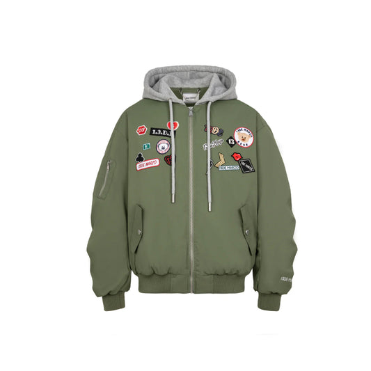 13De Marzo Badges Plush Bear MA-1 Jacket Olive Green