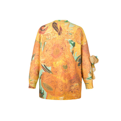 13De Marzo Van Gogh Masterpiece Knit Cardigan Yellow