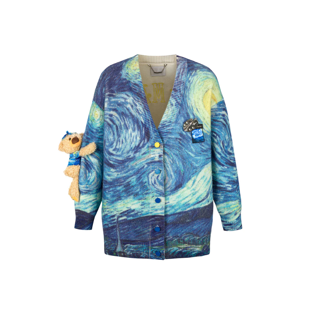 13De Marzo Van Gogh Masterpiece Knit Cardigan Blue