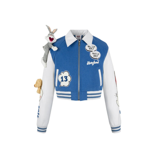 13De Marzo X Looney Tunes Bugs Bunny Short Baseball Jacket Blue