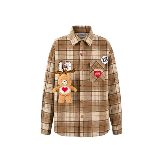 13De Marzo X Care Bears Plaid Shirt Coat Brown